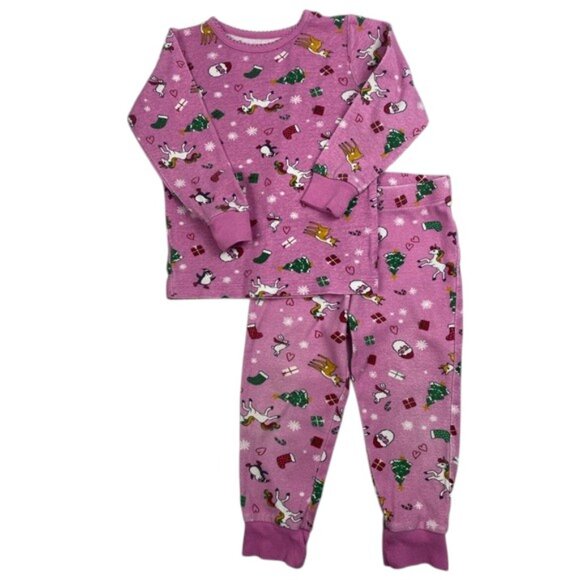 George 2 Piece Pink Holiday-Themed Pajamas size 2T - Picture 2 of 10